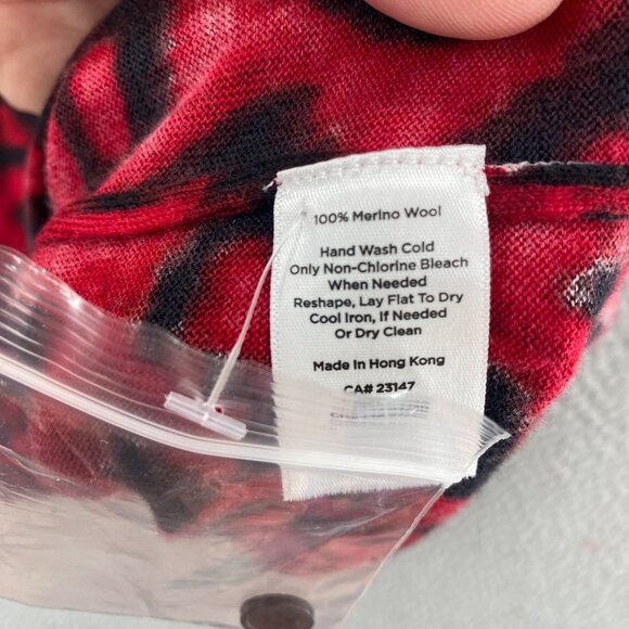 Talbots Womens 2X Plus Red Leopard Print Merino Wool Button Up Cardigan Stretch - Picture 6 of 10